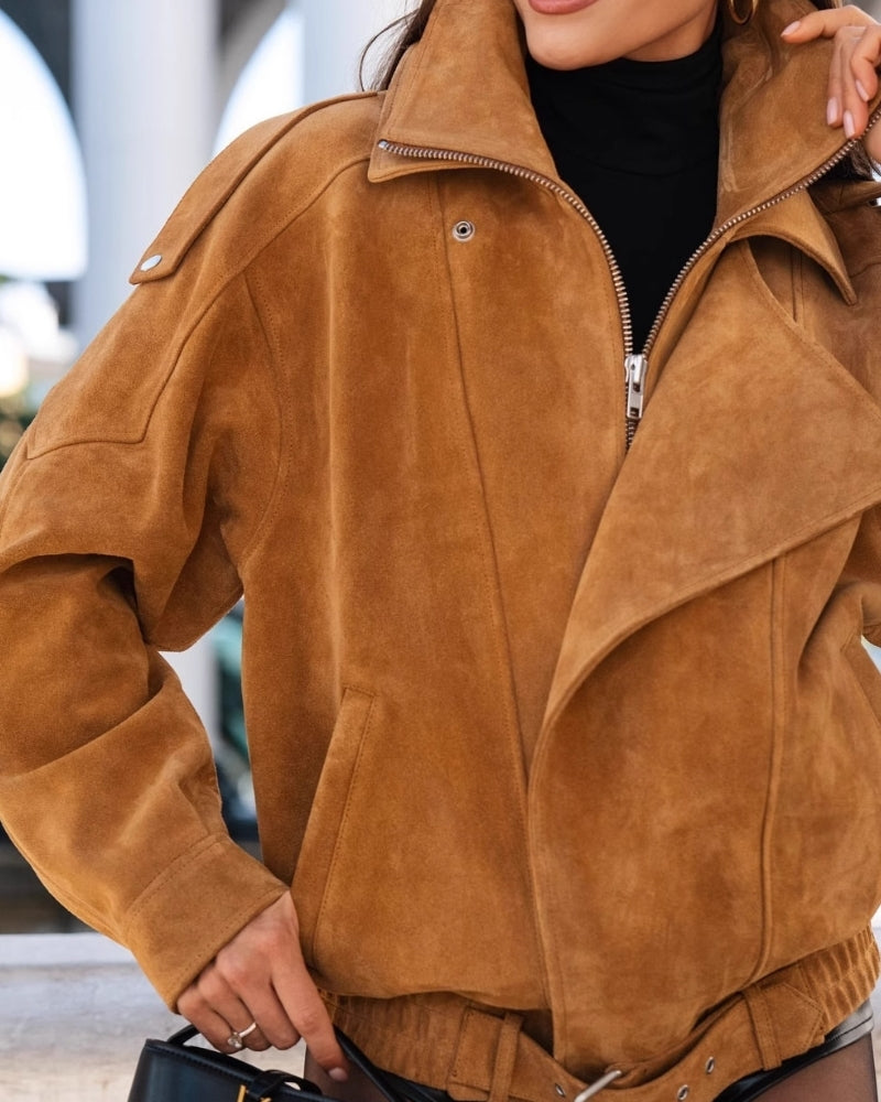 Drapierte Jacke aus Vintage-Wildleder
