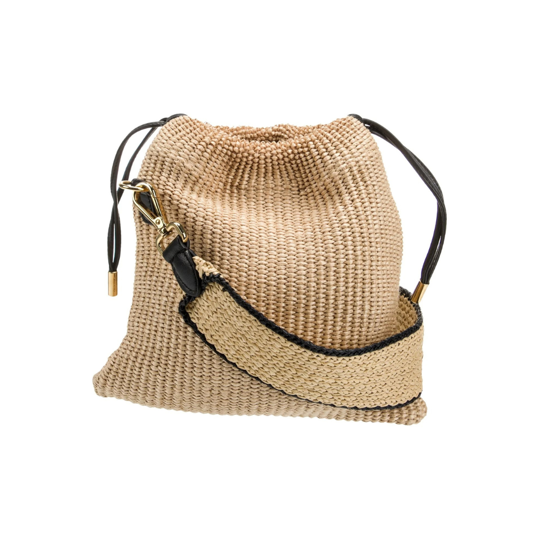 FENDI SACK KLEINE GEWEBTE STROHTASCHE IN BEIGE