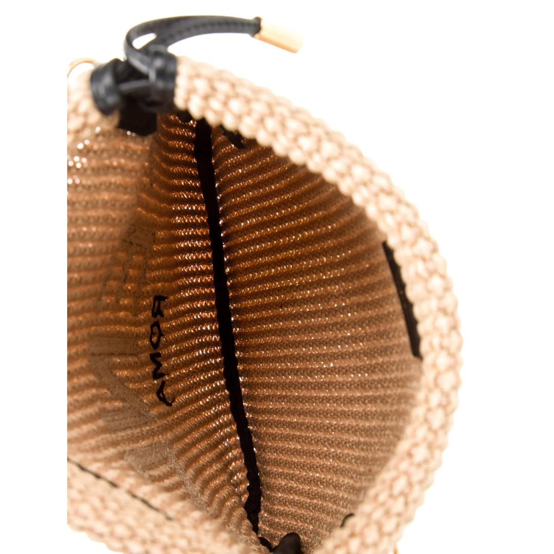 FENDI SACK KLEINE GEWEBTE STROHTASCHE IN BEIGE