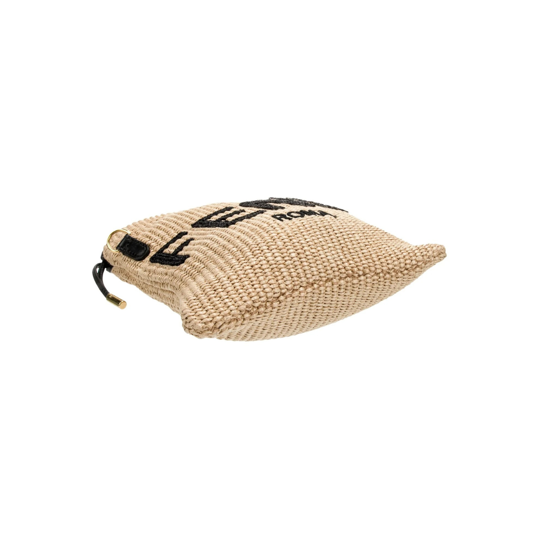 FENDI SACK KLEINE GEWEBTE STROHTASCHE IN BEIGE