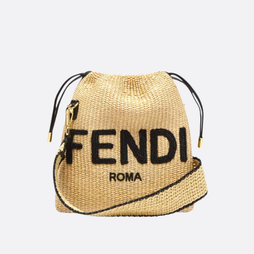 FENDI SACK KLEINE GEWEBTE STROHTASCHE IN BEIGE