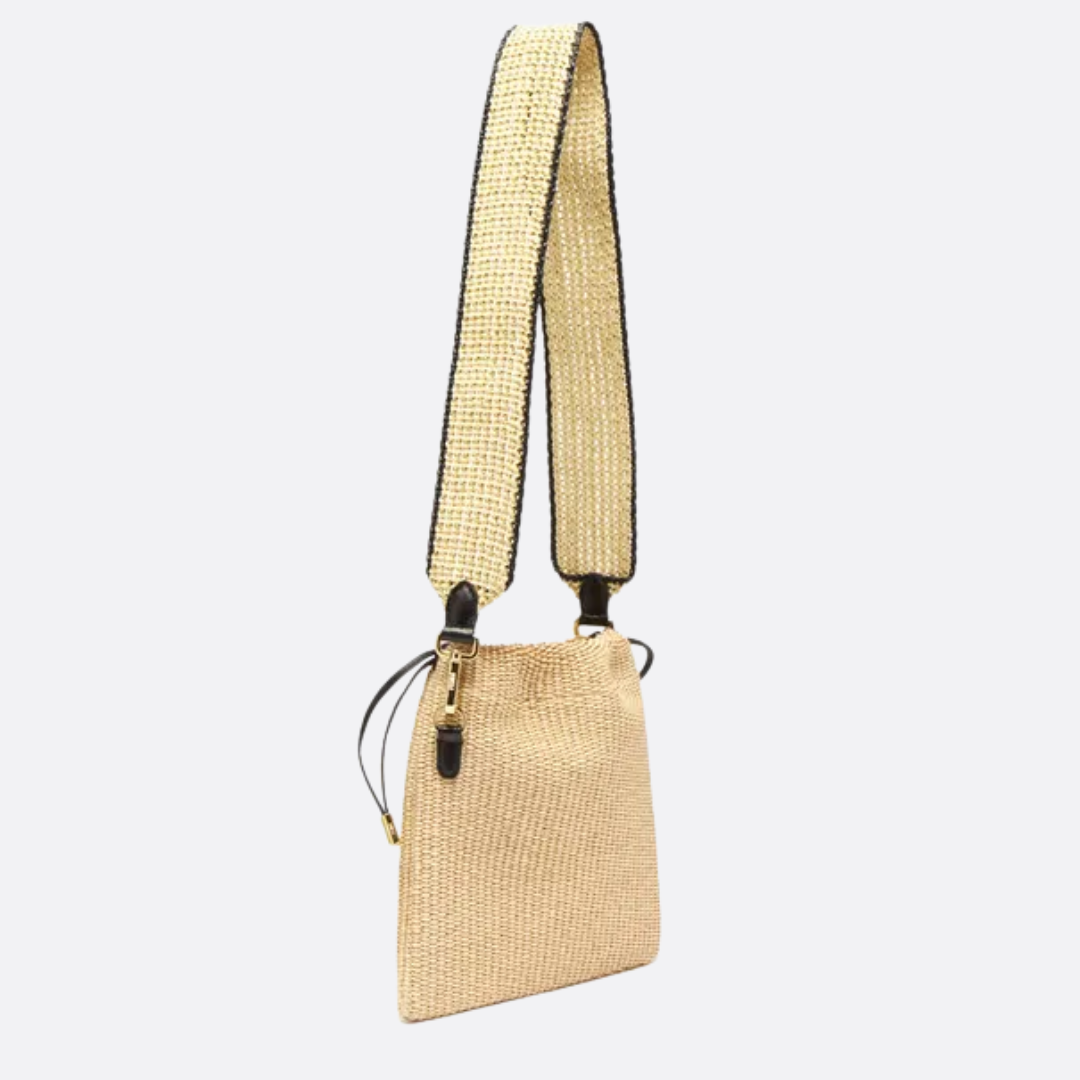 FENDI SACK KLEINE GEWEBTE STROHTASCHE IN BEIGE