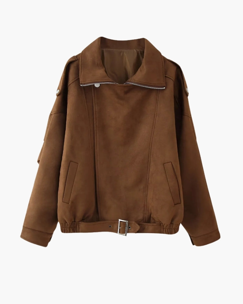 Drapierte Jacke aus Vintage-Wildleder