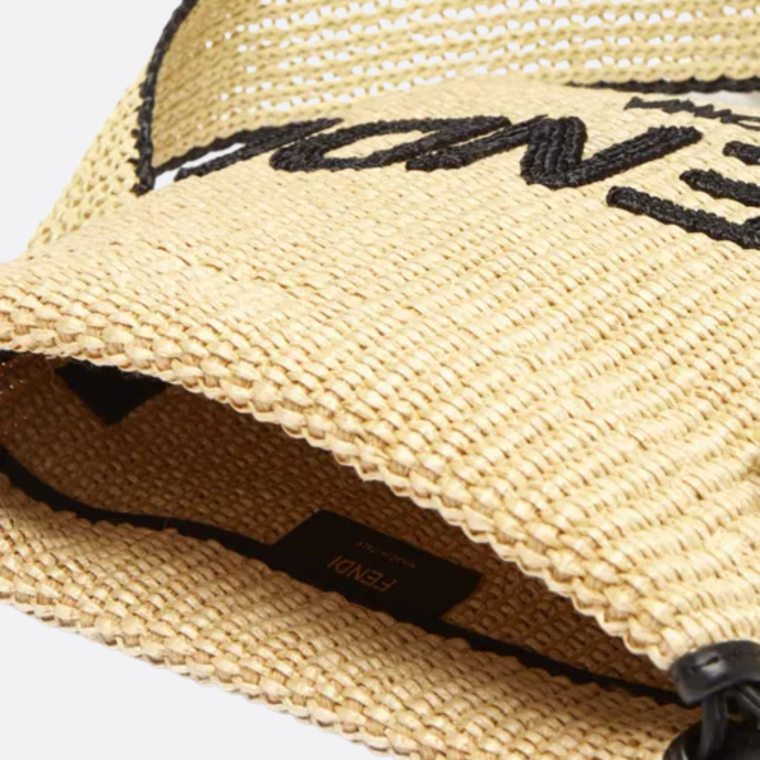 FENDI SACK KLEINE GEWEBTE STROHTASCHE IN BEIGE