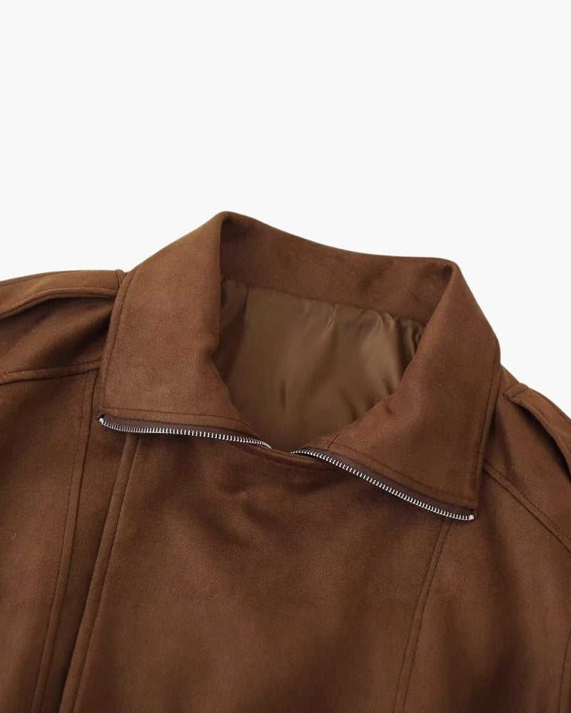 Drapierte Jacke aus Vintage-Wildleder