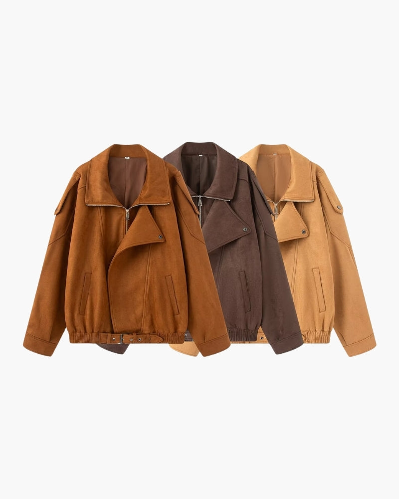 Drapierte Jacke aus Vintage-Wildleder