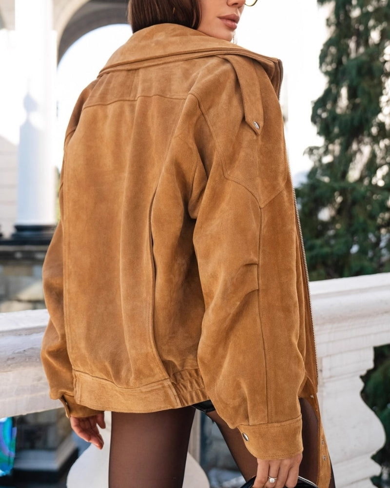 Drapierte Jacke aus Vintage-Wildleder