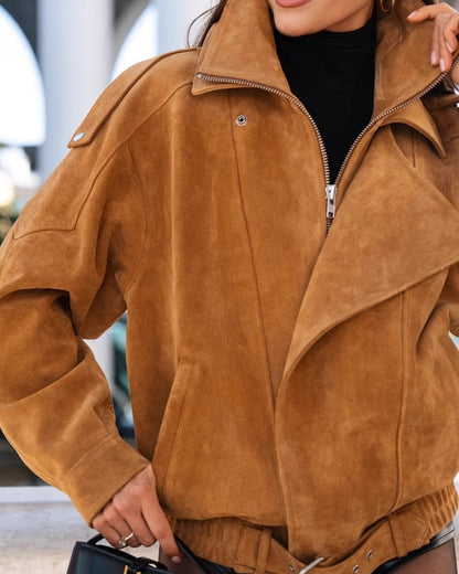 Drapierte Jacke aus Vintage-Wildleder