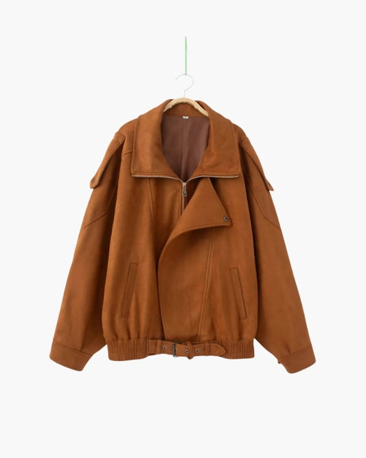 Drapierte Jacke aus Vintage-Wildleder