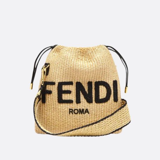 FENDI SACK KLEINE GEWEBTE STROHTASCHE IN BEIGE